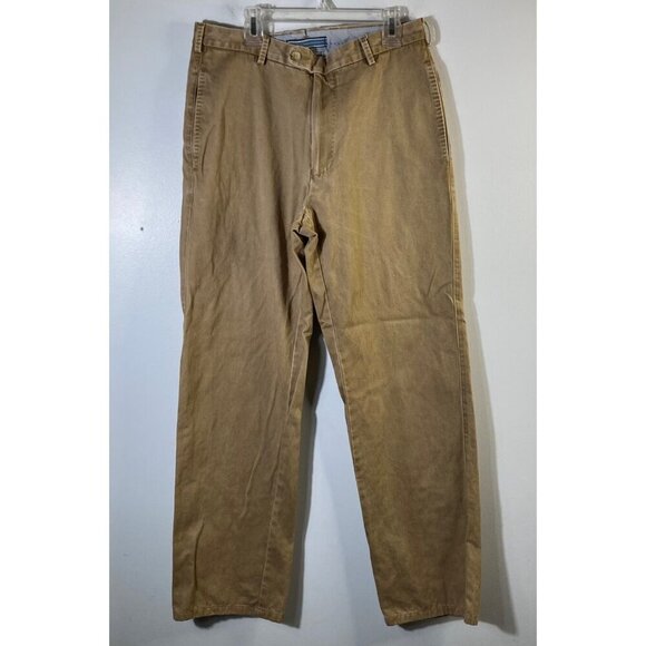 Mens Peter Millar Raleigh Washed Twill Flat Front Pants Pima Cotton Fade Dark Ta
